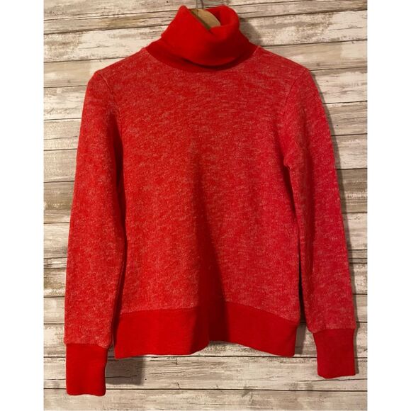 J Crew Long Sleeve Turtle Neck Red Women’s Shirt  Blouse XS 100% Cotton - Picture 1 of 5